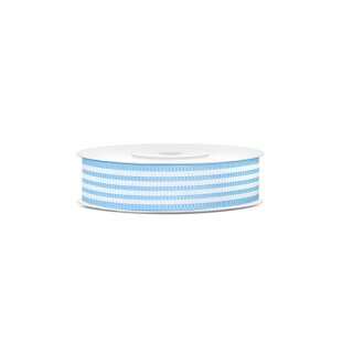 Dekoband blau-weiße Streifen, 18 mm, 10 m Rolle