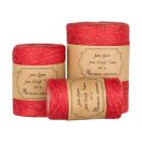 Jute twine, tomato red, 20, 50 or 100 m, colored jute cord
