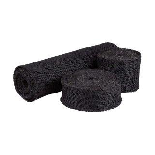 Jute ribbon Black, 5 cm, 8 cm or 30 cm wide, solid quality, edges linked