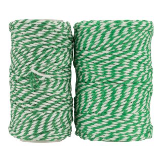 Bakers twine, emerald and white, 20 m, 50 m, 100 m, pure cotton