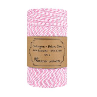 100 m Bakers twine, Pale pink and White craft twine