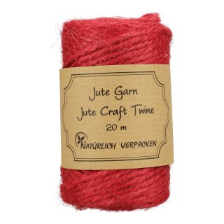Jute twine, Raspberry Red, 20 m craft twine
