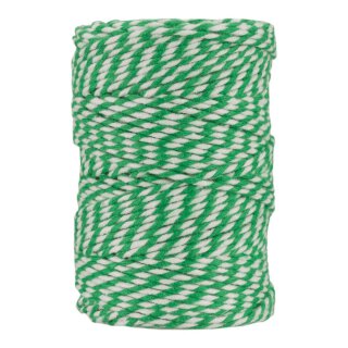 50 m Bakers twine, emerald green and white, pure cotton