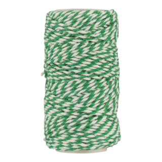 20 m Bakers twine, emerald green and white, pure cotton