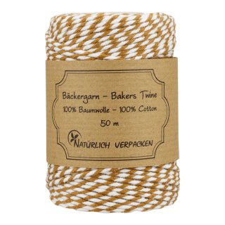 50 m Bakers twine, caramel brown and white