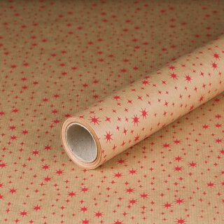 Geschenkpapier, Rote Sterne, gerippt, 0,7 x 10 m