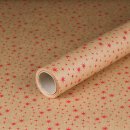 Christmas paper Red stars, gift wrapping paper, kraft paper, ribbed, roll 0.7 x 10 m