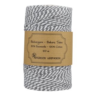 100 m Bakers twine, grey and white craft twine