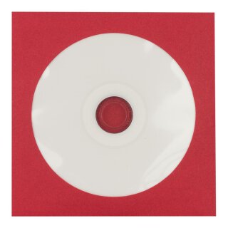 50 x Red CD envelopes, round window, self-adhesive closure