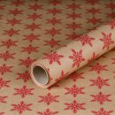 Weihnachtspapier Schneeflocke Rot Geschenkpapier, Kraftpapier, glatt, Rolle 0,7 x 10 m