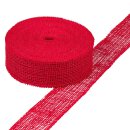 Decorative jute ribbon, red, 5 cm, 20 m roll, runner,...