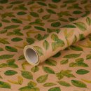 Gift wrapping paper Green leaves, multi-coloured, kraft...