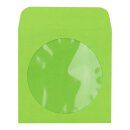50 x CD paper sleeve, green, 126 x 126 mm, window, self-adhesive