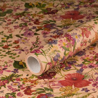 Gift wrapping paper meadow flowers, multi-coloured, kraft...