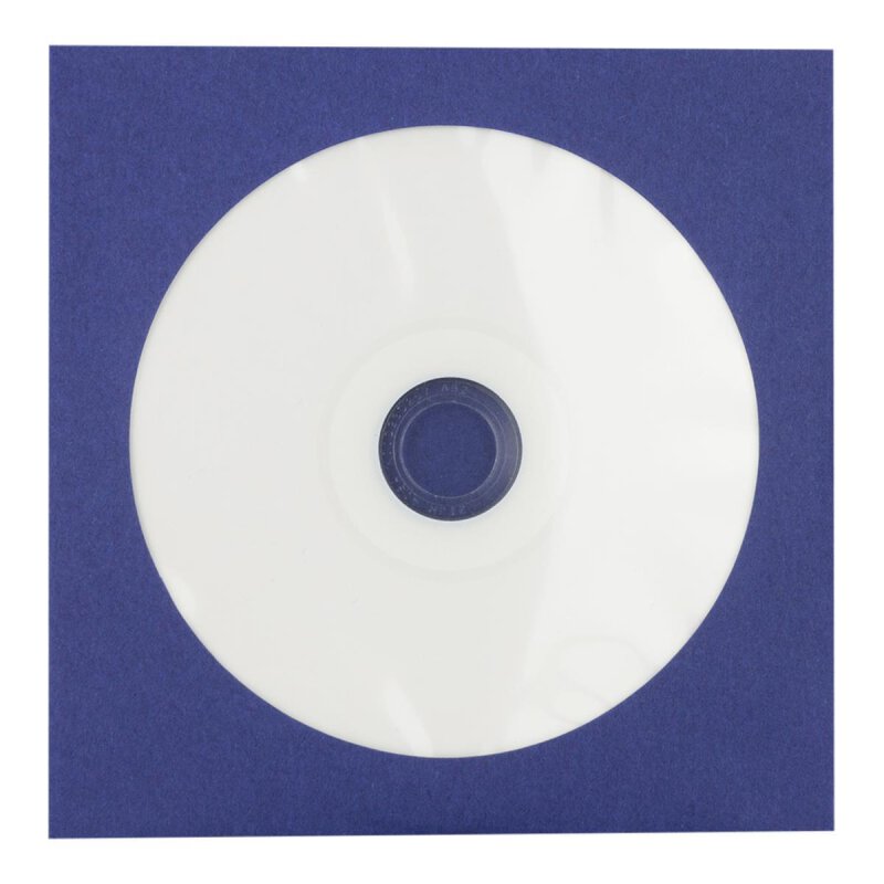 CD-Hülle mit Fenster, Blau, Papier, haftklebender Verschluss - 50 Stück/Pack