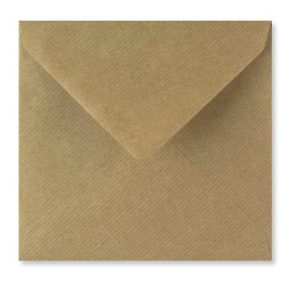 Umschlag, Kuvert 155 x 155 mm, Braun, gerippt, Kraftpapier 100 g/m², nassklebend