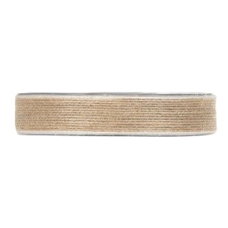 Jute ribbon with white edge, 12 meter roll, 15 mm width