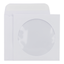 50 x White CD envelopes, round window, self-adhesive closure