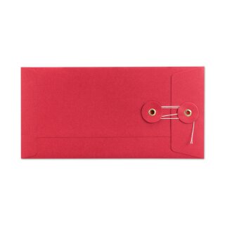 Envelope DL, 220 x 110 mm, red, string and button closure, kraft paper, shipping bag