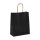 Shopping bag 18 x 22 x 8 cm, black kraft paper, ribbed, cord handle