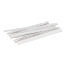 White closure strips of various lengths for paper bags