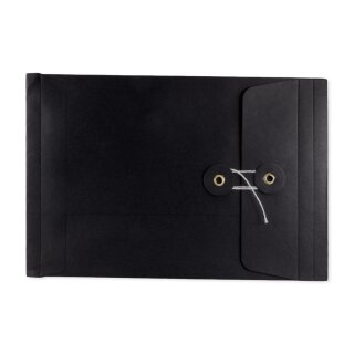 Envelope C5, black, 25 mm, string and button, smooth, kraft paper