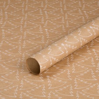 Gift wrapping paper fir white, 50 x 70 cm, kraft paper 70 g/m²