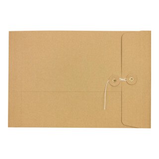 Umschlag C4, 324 x 229 mm + 25 mm Falte, Braun, Bindfadenverschluss, Kraftpapier