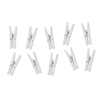 Small clothes pegs white, wood, 3 cm, decorative pegs - 10 pcs/pack