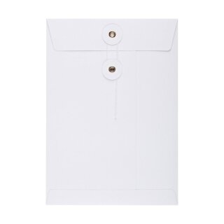 Umschlag C5, 162 x 229 mm, Weiß, Bindfadenverschluss, glatt, Kraftpapier