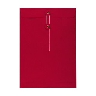 Envelope C4, 324 x 229 mm, red, string and button closure, kraft paper, shipping bag