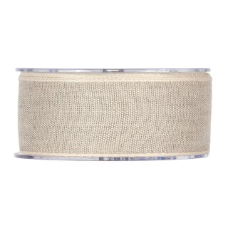 Cotton ribbon natural with light edge, 40 mm x 10 m