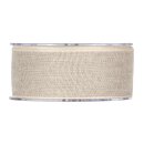 Cotton ribbon natural with light edge, 40 mm x 10 m