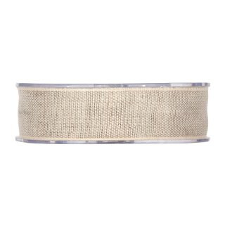 Cotton ribbon natural with light edge, 25 mm x 10 m