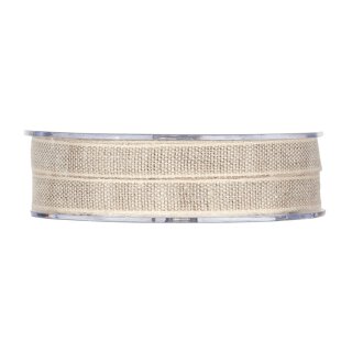Dekoband Natur mit heller Kante, 10 mm x 20 m, Geschenkband, Baumwollband