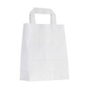 Paper bag, 18 x 22 x 8 cm, White, kraft paper 100 g/m², smooth, flat handle