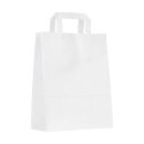 Paper bag, 22 x 28 cm, White, kraft paper smooth, flat handle
