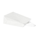 Paper bag, 18 x 24 x 8 cm, White, kraft paper 100 g/m², ribbed, cord handle
