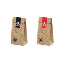 Gift bags Pirates brown with sticker, 12 pcs., kraft paper