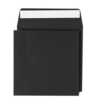 Umschlag, quadratisch, 155 x 155 mm, schwarz, glatt, haftklebend