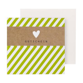 12 Vouchers "Green stripy", 12 x 12 cm, 6 pages, with envelope