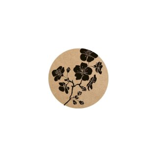 Sticker »Hibiskus«, 35 mm rund Kraftpapier - 48 Aufkleber/Bogen
