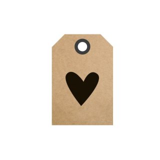 50 Hang tags »Heart« gift tags, printed labels, brown