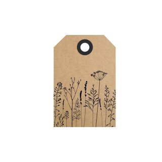 50 Hang tags »Herbage« gift tags, printed labels, brown