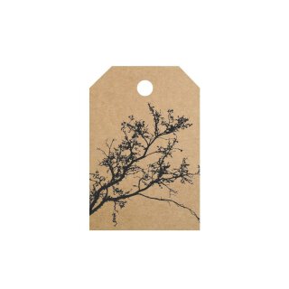 Geschenkanhänger, Hang tag »Zweig«, bedruckte Etiketten 35 x 50 mm, braun - 50 Stück/Pack