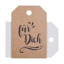 Geschenkanh&auml;nger &raquo;F&uuml;r Dich&laquo;, 35 x 50 mm, Braun mit schwarzem Aufdruck - 50er Pack