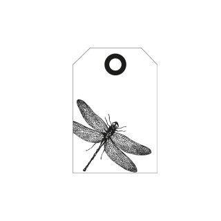 Geschenkanhänger, Hang tag »Libelle«, Hängeetiketten 35 x 50 mm, weiß - 50 Stück/Pack