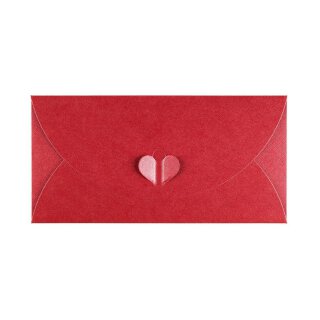 Kuvert DL, 110 x 220 mm, Rot, Schmetterlingsverschluss, matt schimmernde Textur