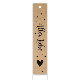 12 »Alles Liebe« gift tags, 170 x 30 mm, hang tag with flap