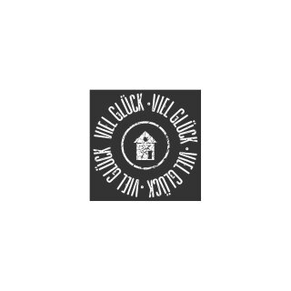 Sticker "Viel Glück", 35 x 35 mm, schwarz-weiß, Papier-Aufkleber - 500 Stück im Spender